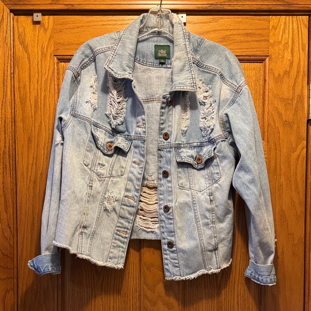 Wild Fable Light Blue Distressed Jean Jacket